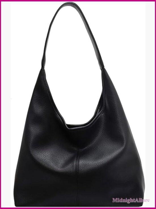 Handbags - Slouchy Hobo Tote Bag Set - Soft PU Leather Shoulder Purse 2-Pack